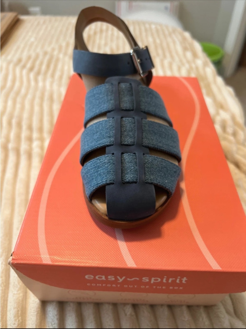 Easy Spirit Navy Blue Denim-Strap Women's Sandal